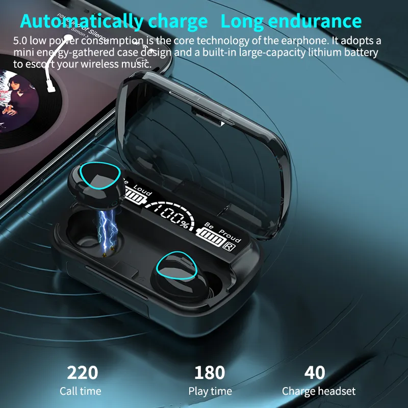Audífonos Inalámbricos M10 TWS — Batería Larga Duración y Power Bank