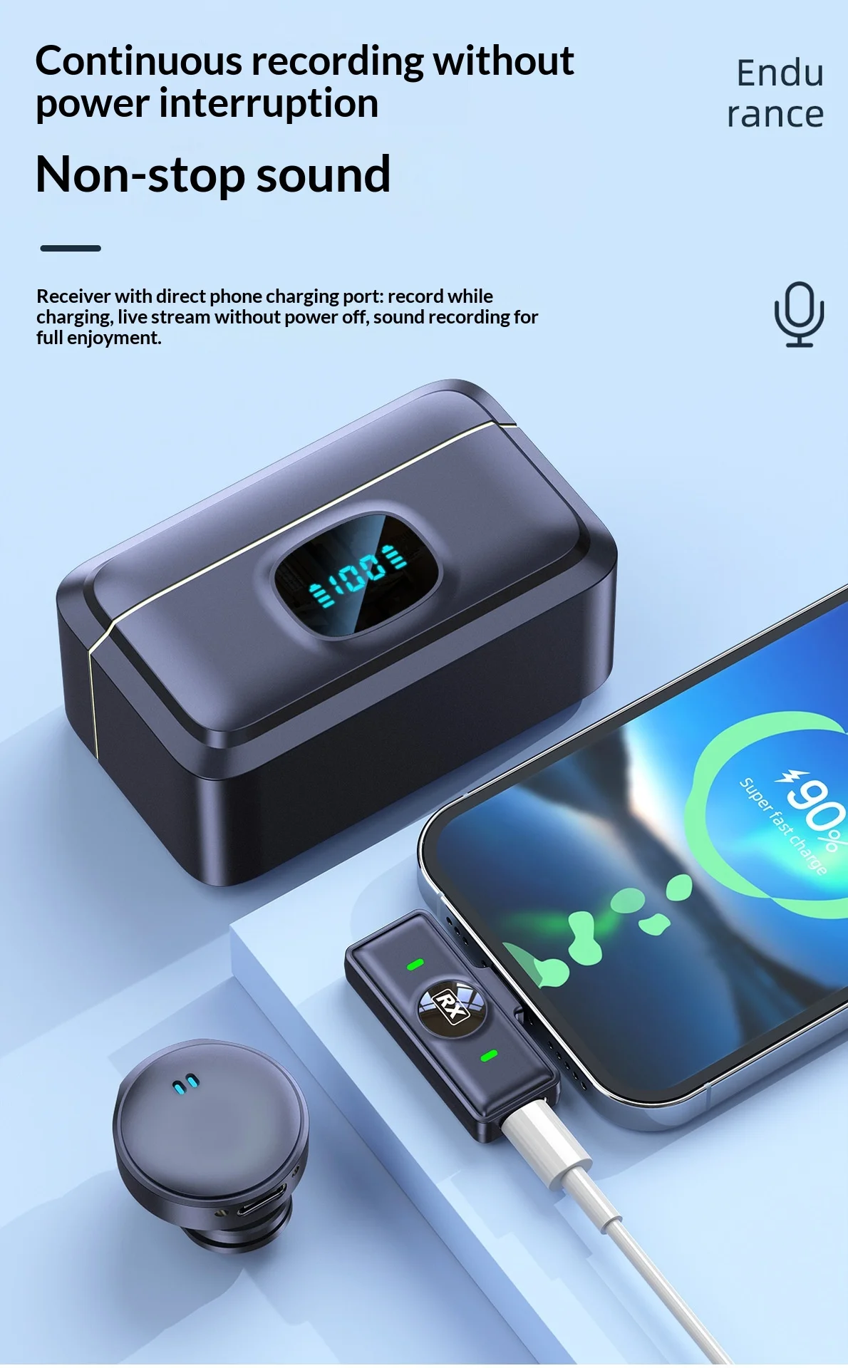 Micrófono Inalámbrico Solapero Magnético Q8 — Doble Transmisor y Audio Profesional 48kHz