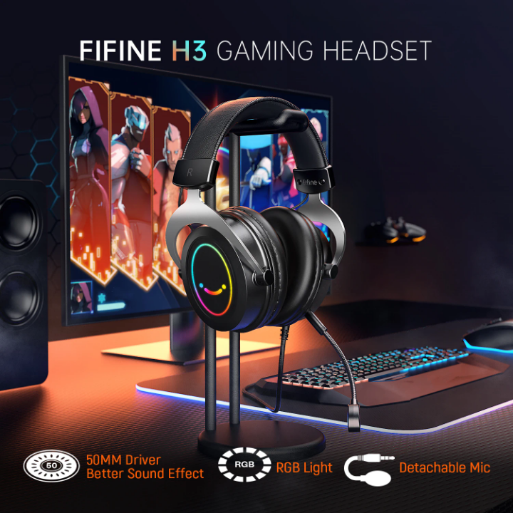 Fifine Kit de Podcast y Streaming Profesional con Micrófono USB/XLR RGB, Brazo y Audífonos