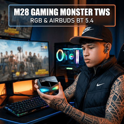 Audífonos Gamer M28 TWS — Luces RGB y Ultra Baja Latencia (65 ms)