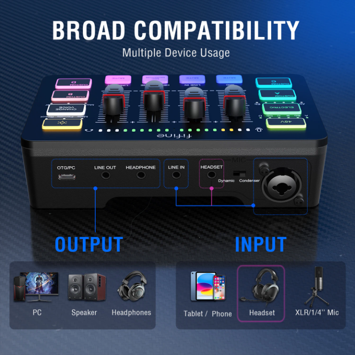 Fifine Kit de Podcast y Streaming Profesional con Micrófono USB/XLR RGB, Brazo y Audífonos